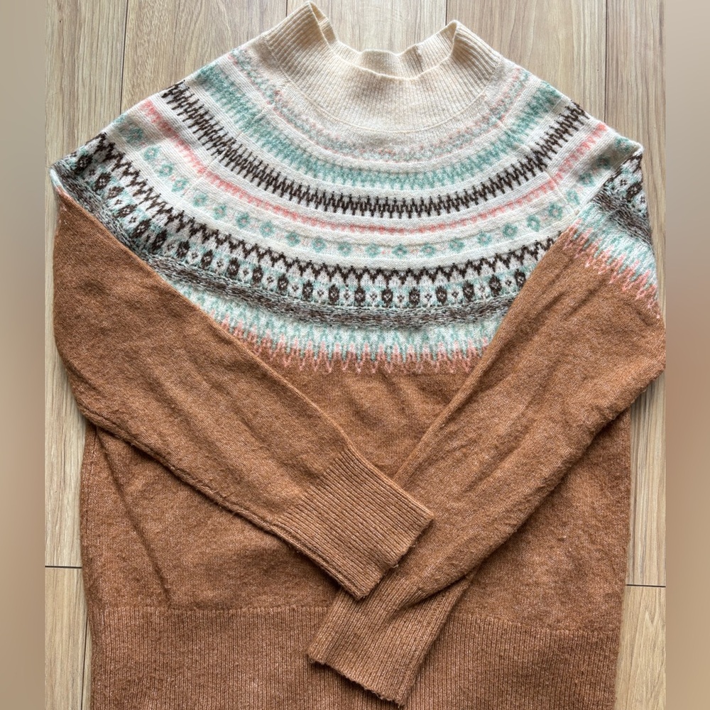 Brown and Cream Patterned Sweater